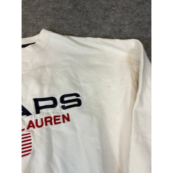 VINTAGE Chaps Ralph Lauren Sweatshirt Mens XL White Pullover Embroidered USA Y2K - Picture 6 of 8